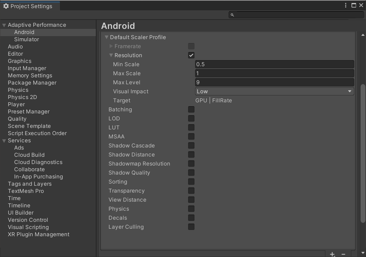เครื่องมือปรับขนาดกราฟิก Adaptive Performance