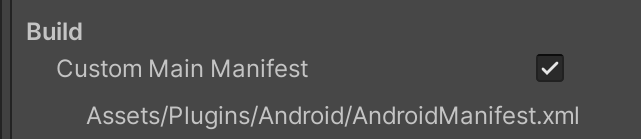 Figura 3.Opção "Manifesto principal personalizado" nas configurações do Unity Player.