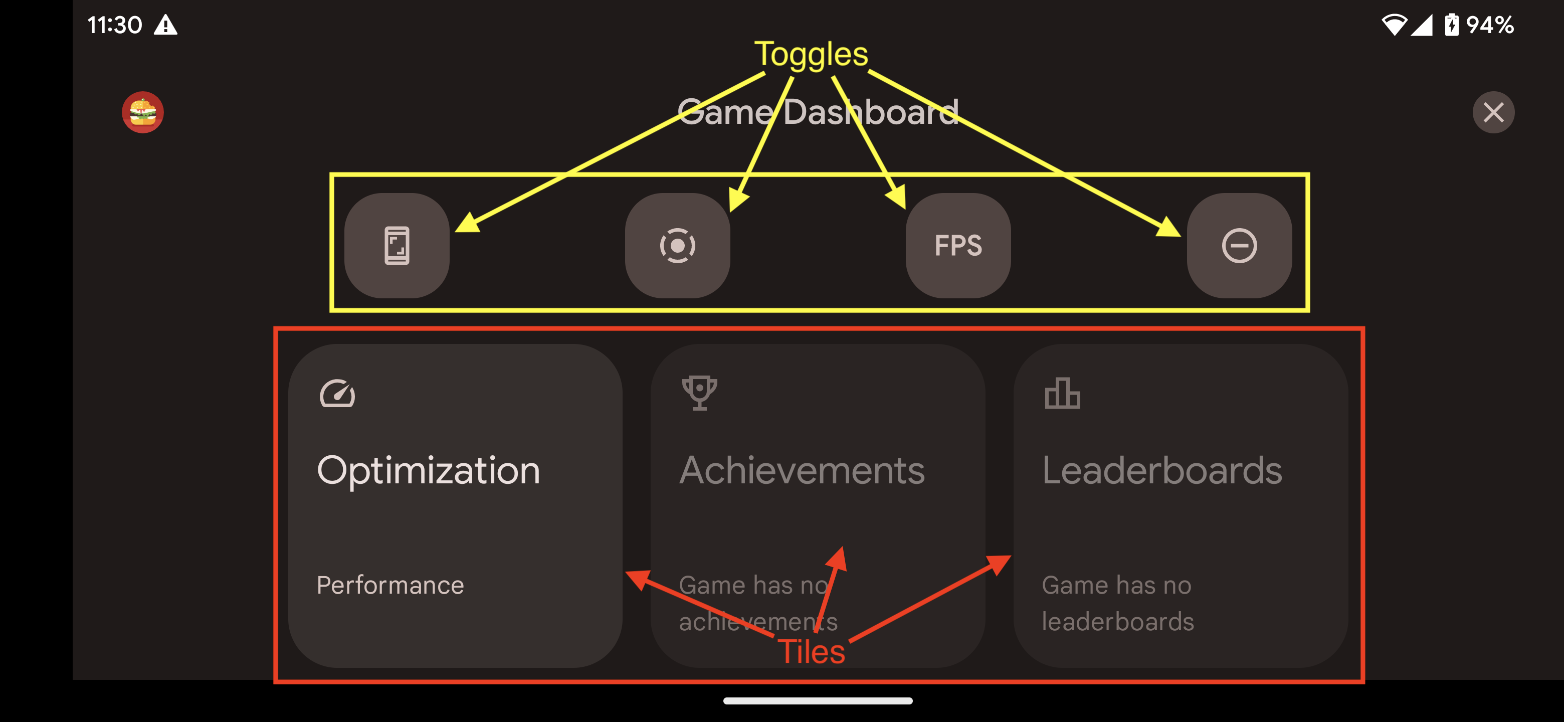 Sobreposição do Painel de jogo