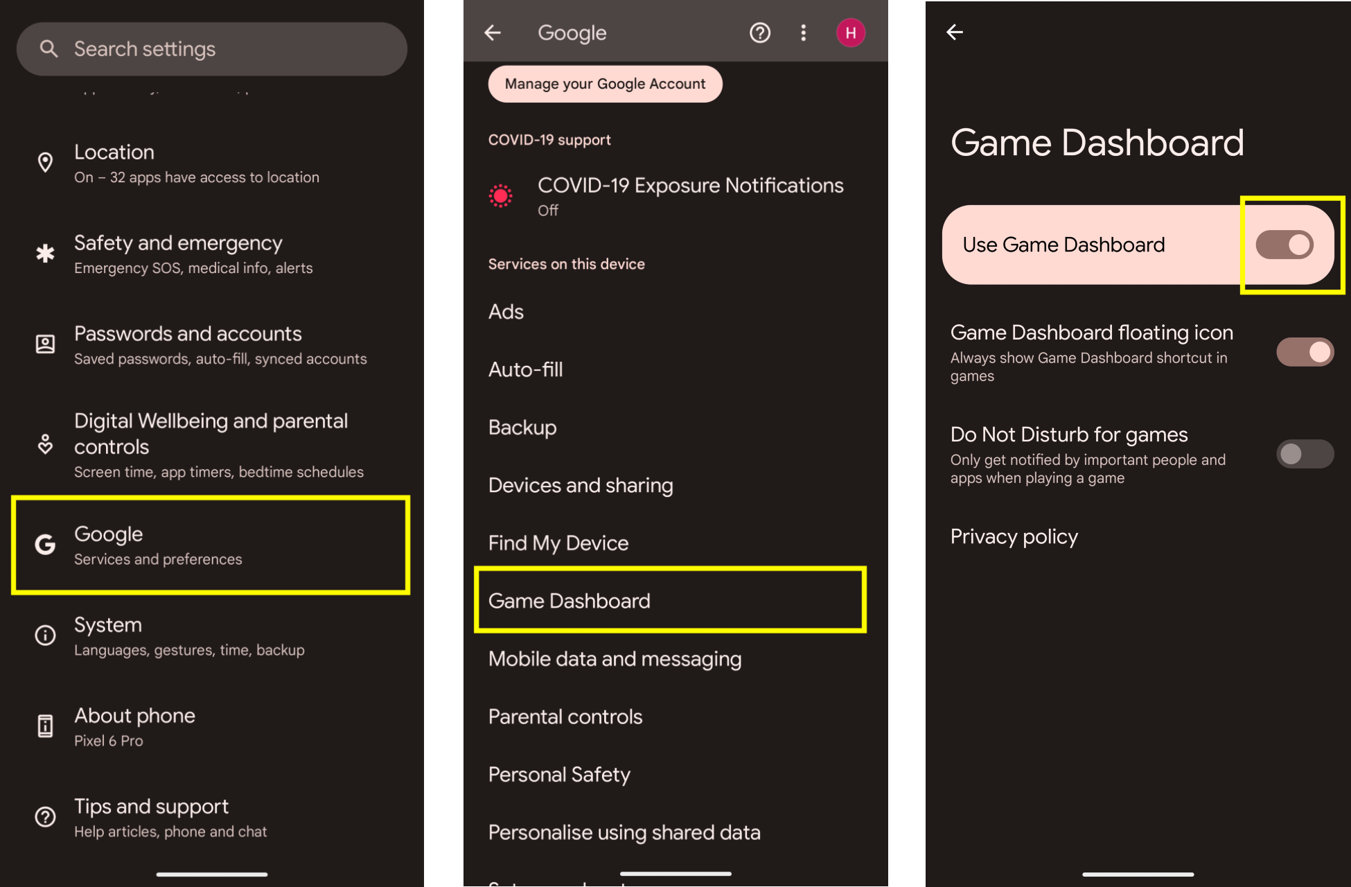 Dashboard für Spiele in den Einstellungen – Schritte Dashboard-Einstellungen für Spiele – Schritte!