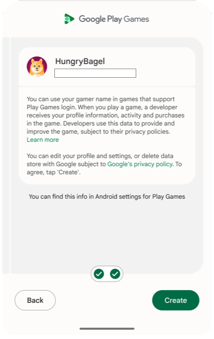 Perintah pembuatan profil saat Anda meluncurkan game.