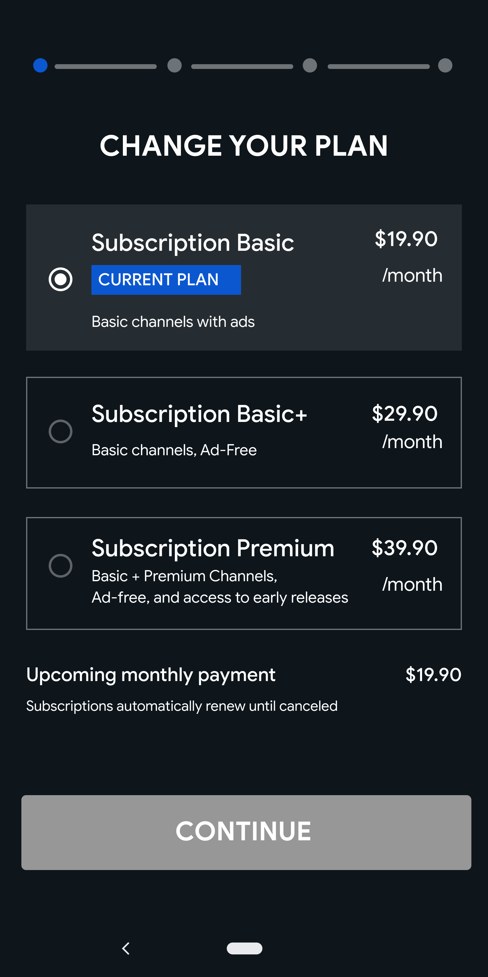 This app has three subscription tiers..