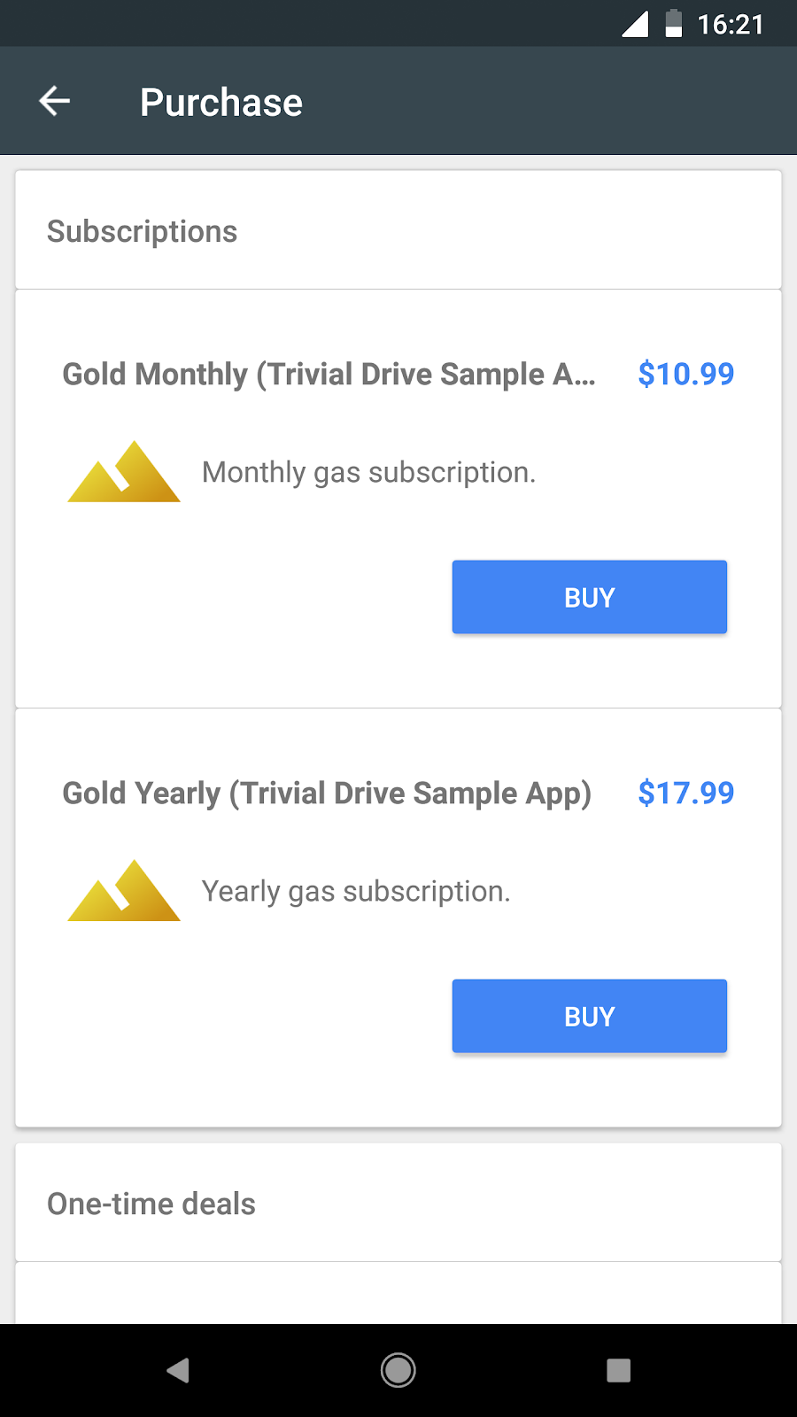 Cette application contient deux niveaux d'abonnement