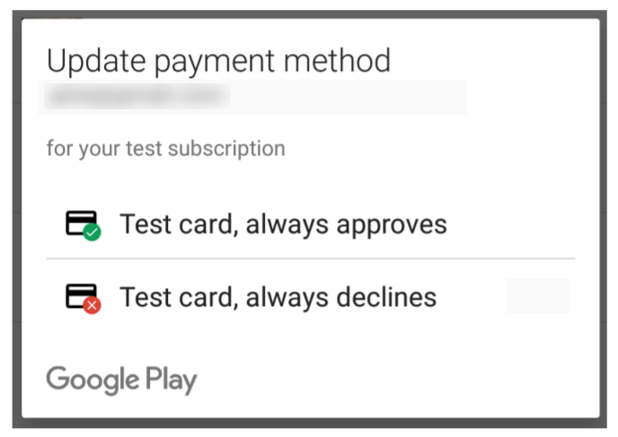 license testers have access to test payment methods