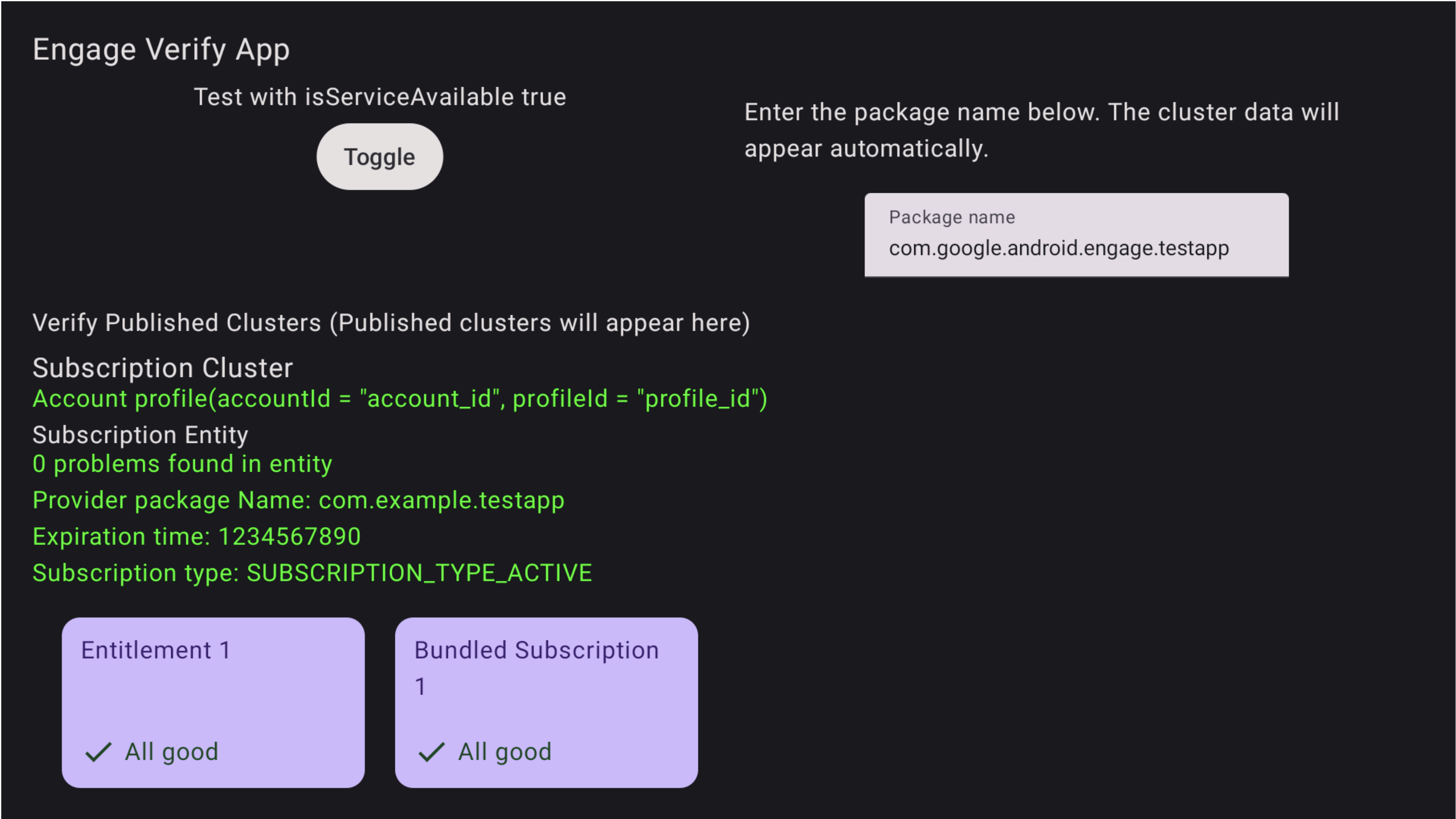 Screenshot der Bestätigungs-App mit Erfolgsmeldung