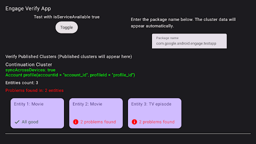 Captura de pantalla del error de la app de verificación