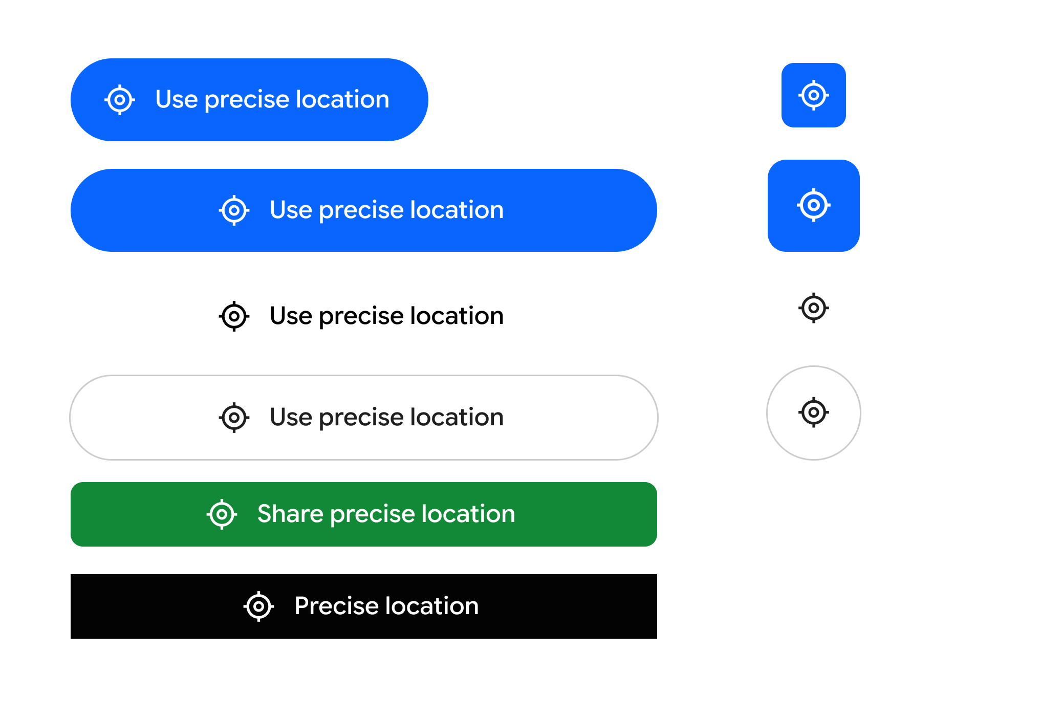 Demonstration der Anpassungsoptionen für die Schaltfläche „Standort“