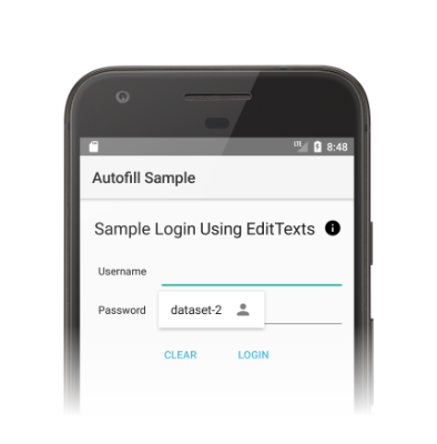Interfaccia utente della compilazione automatica che mostra "dataset-2" come set di dati disponibile