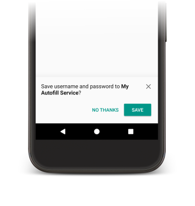 System dialog prompting the user to save autofill data to the service
