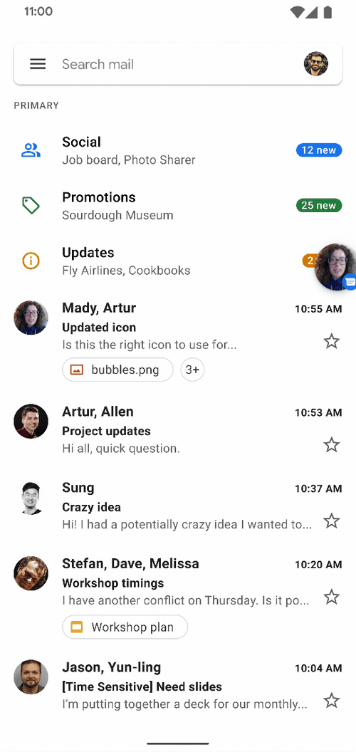 Si une notification répond aux exigences de conversation, la plate-forme la lance sous forme de bulle à partir du panneau de notifications.