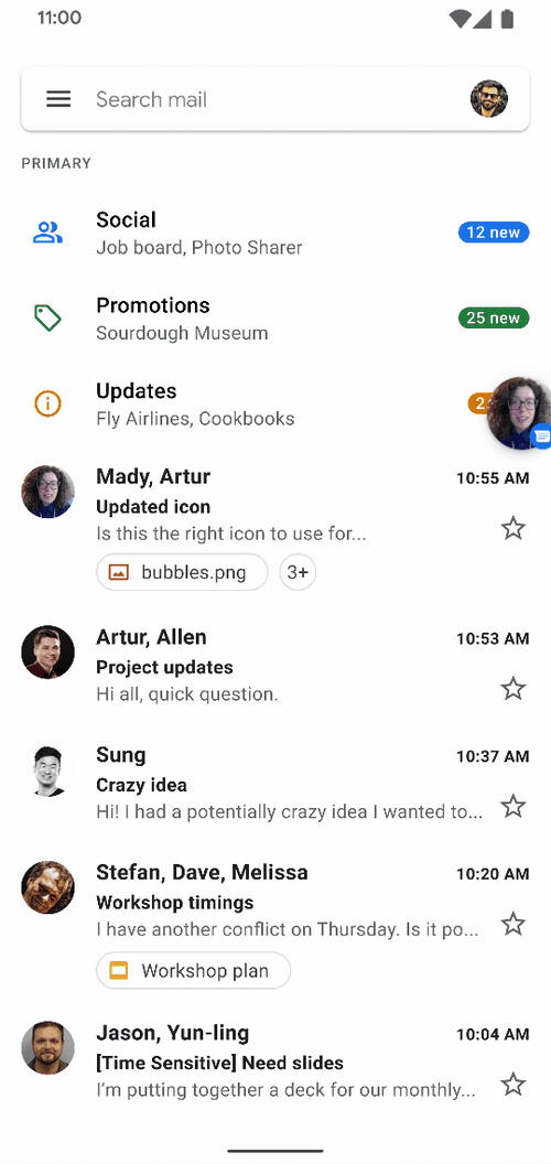 Se uma notificação atender aos requisitos da conversa, a plataforma a iniciará como um balão na gaveta de notificações.