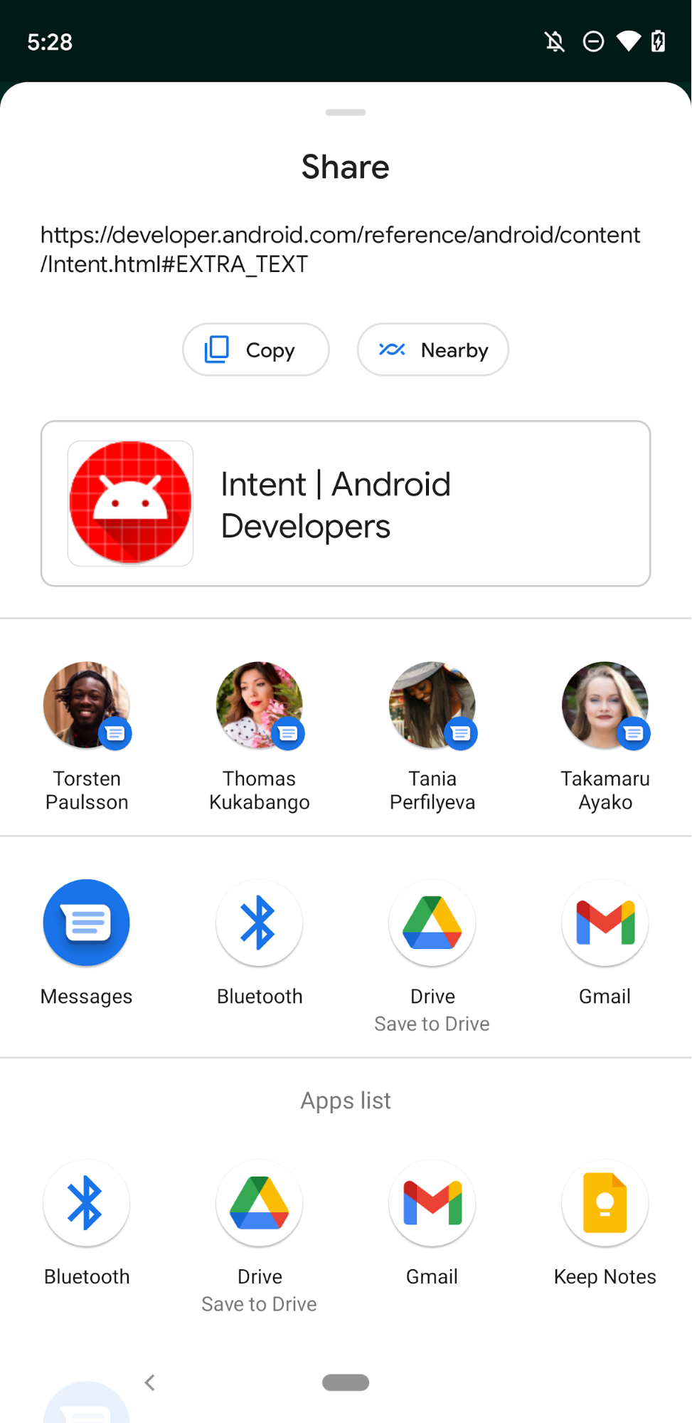 A screenshot of Android Sharesheet