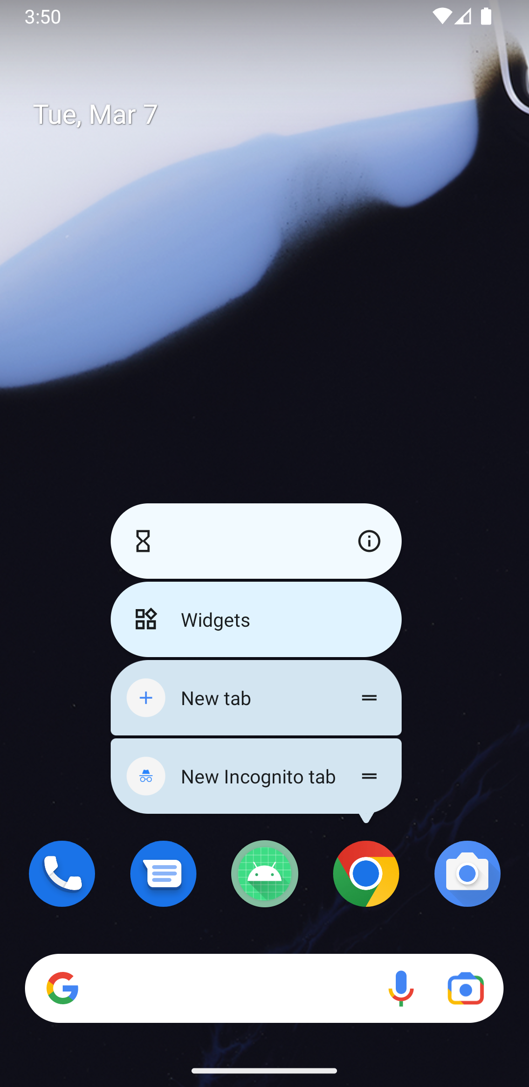 Key actions shown using app shortcuts