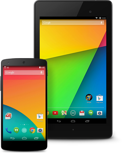 スマートフォンまたはタブレット上の Android 4.4