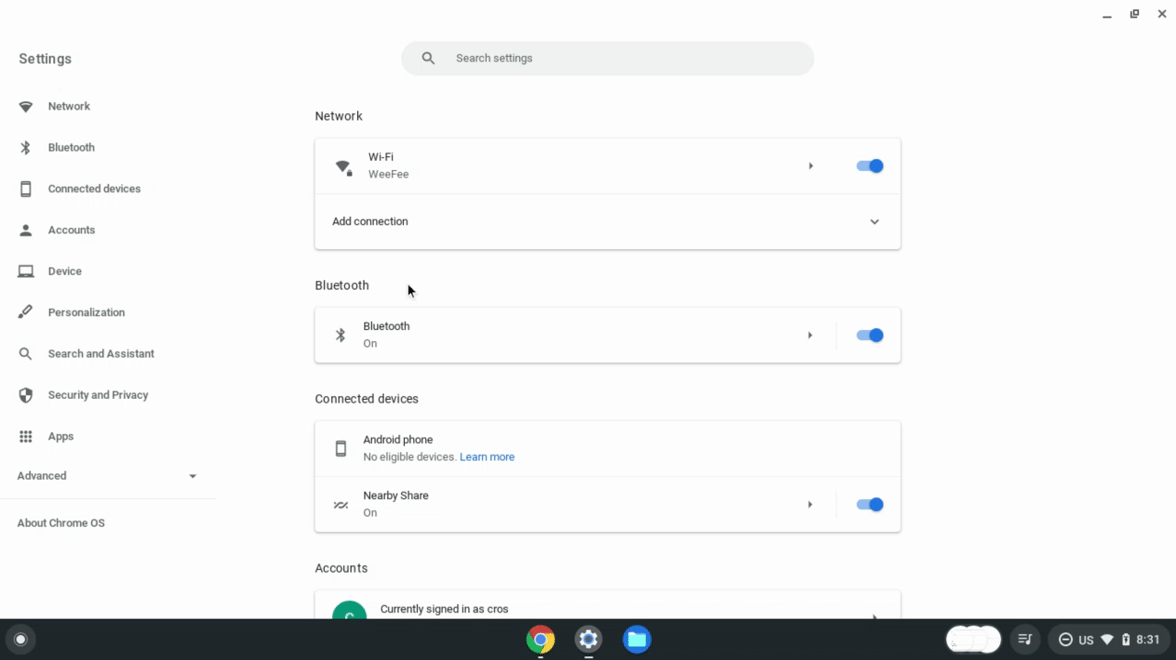 Bật Linux trong phần cài đặt ChromeOS.