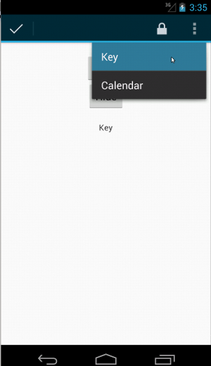 더보기 메뉴 버튼이 작업 모음에 표시되고 옵션 목록이 화면 상단 근처의 작업 모음 아래에 표시됩니다.