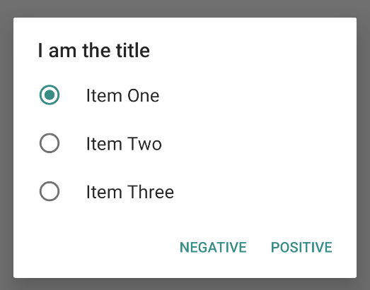 An image showing a dialog containing a list of single-choice items.