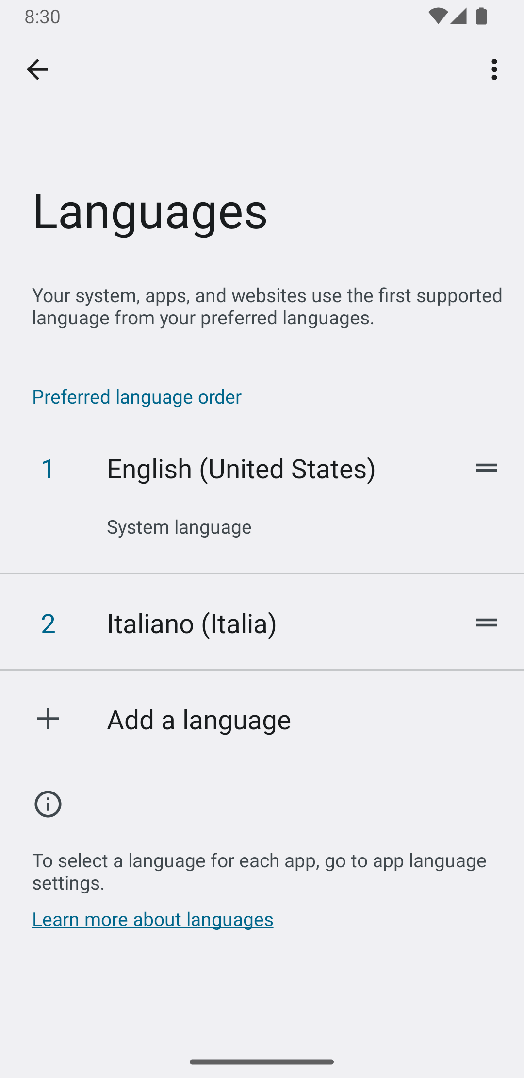 Gambar yang menampilkan menu pilihan Bahasa