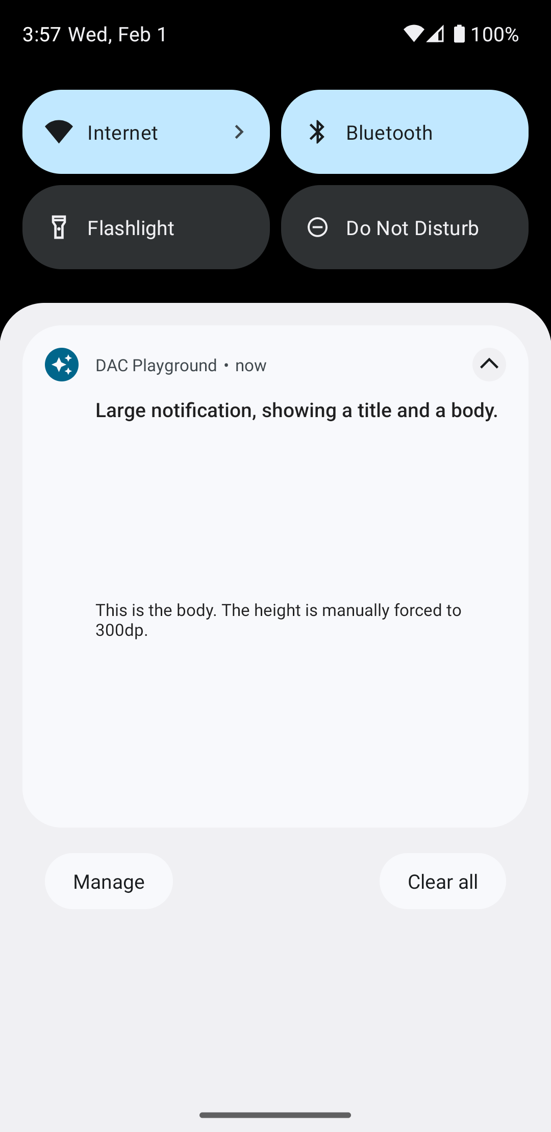 Image montrant une notification développée dans la barre système