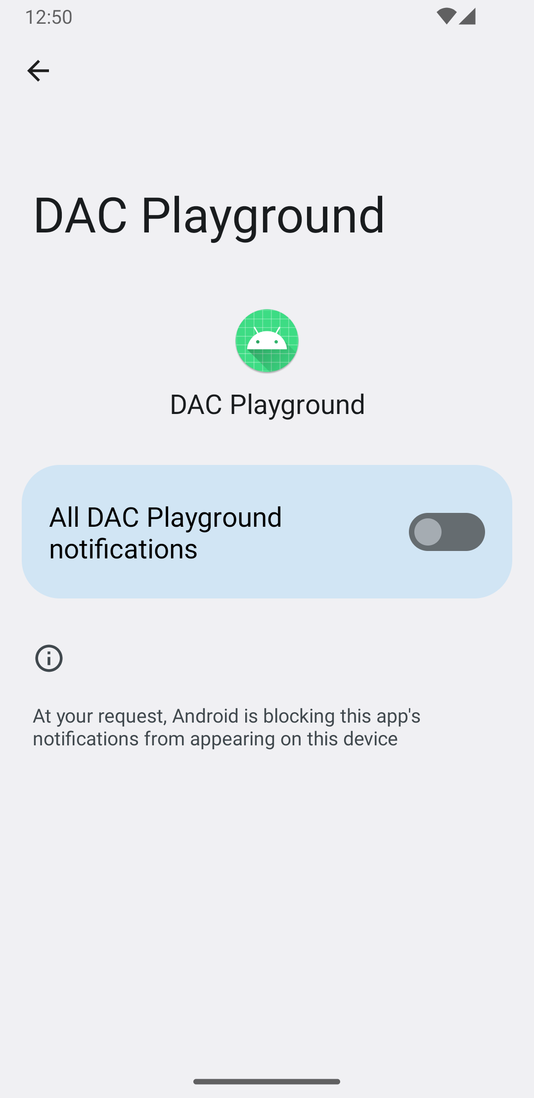Ein Bild mit den App-Informationen und dem Benachrichtigungsbildschirm Ihrer App.