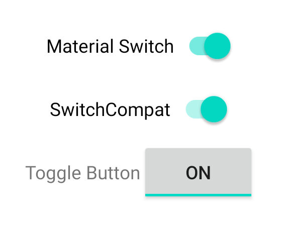 הלחצן SwitchMaterial , SwitchCompat ו-AppCompatToggle
פרמטרים להשוואה