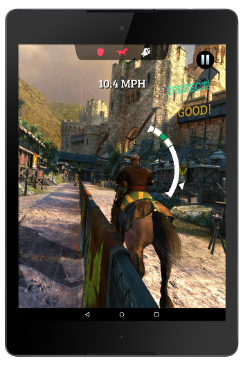Gameloft'un Rival Knights oyununu gösteren tablet