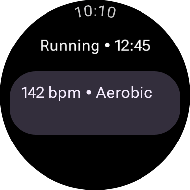 WorkoutScreenPreview dirender di WearDevices.SMALL_ROUND