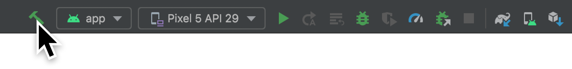 Botón Build en la barra de herramientas