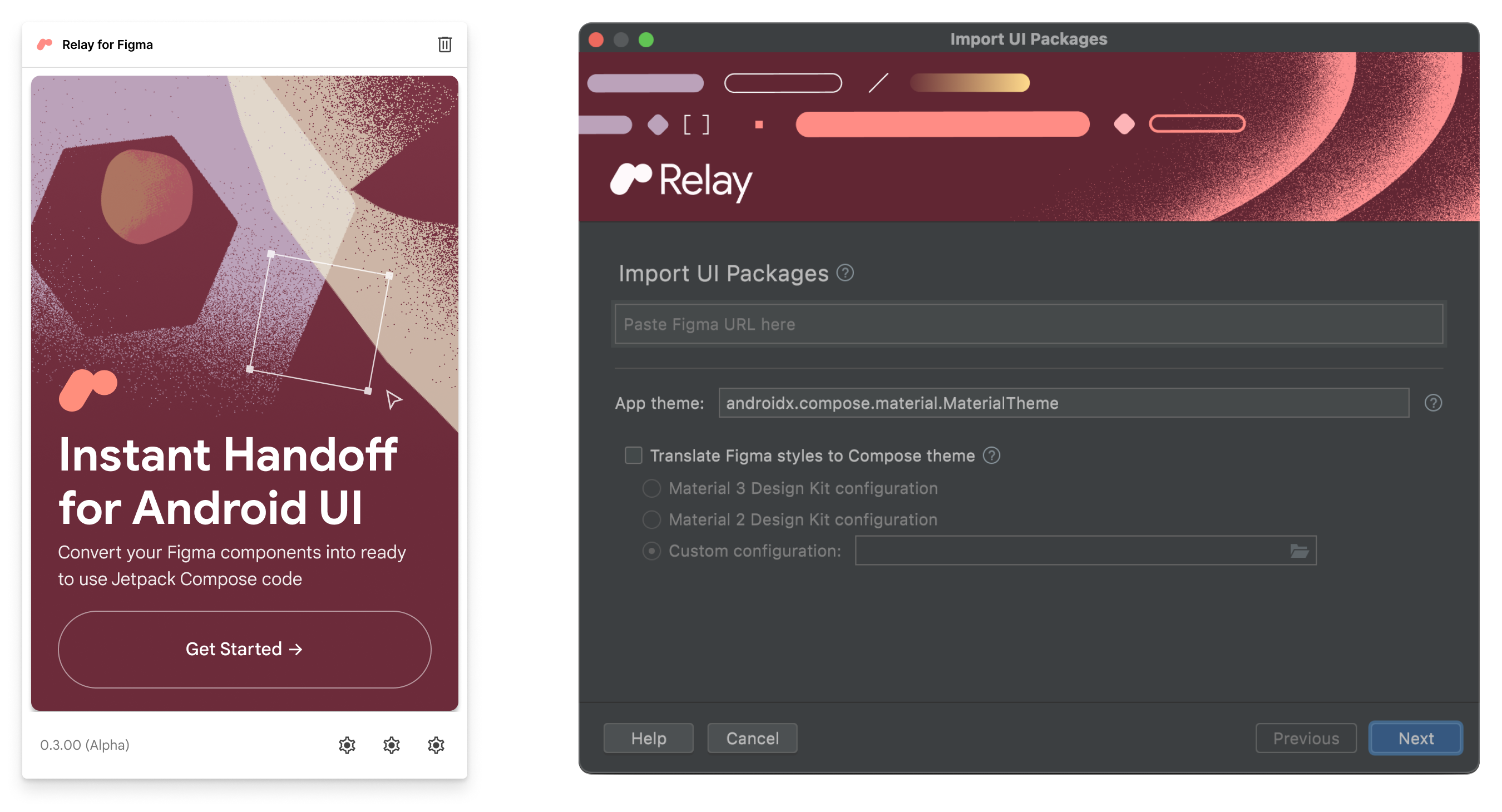 Relay for Figma et Relay for Android Studio