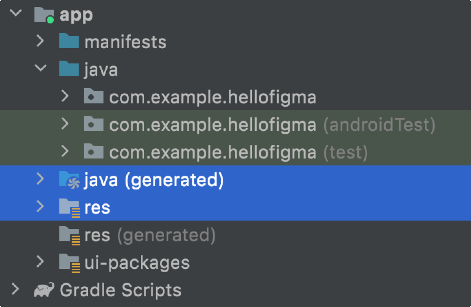 Folders that contain generated files in Android studio