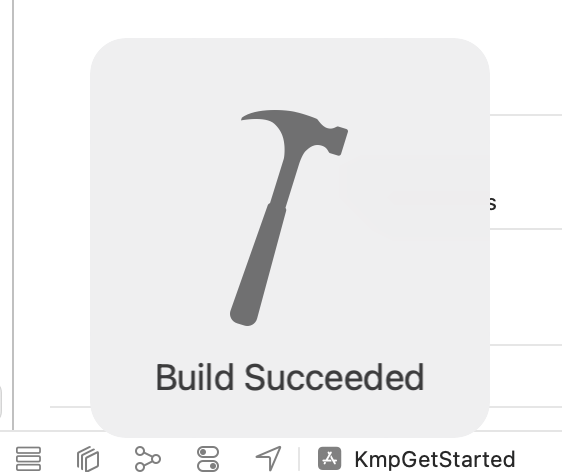 Xcode でビルドが成功したことが示されている