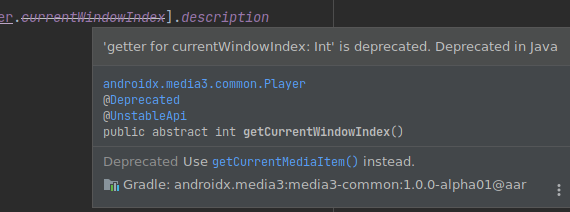 Screenshot: So wird JavaDoc mit einer Alternative zur eingestellten Methode angezeigt