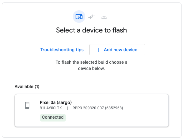 Seleziona il dispositivo per il flash