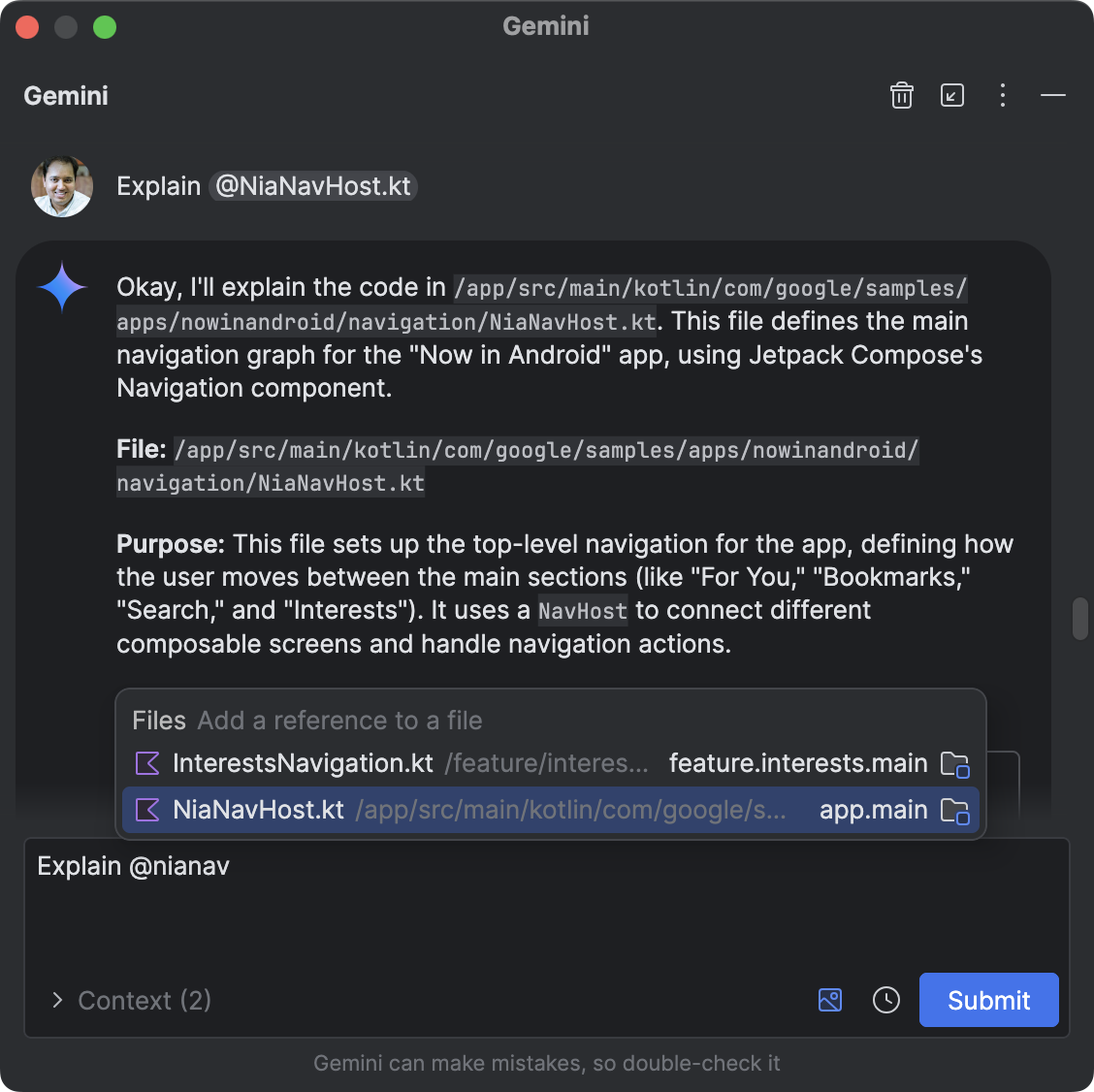 @Contesto del file in Gemini