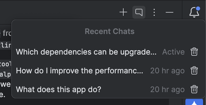 A list of recent chat topics.