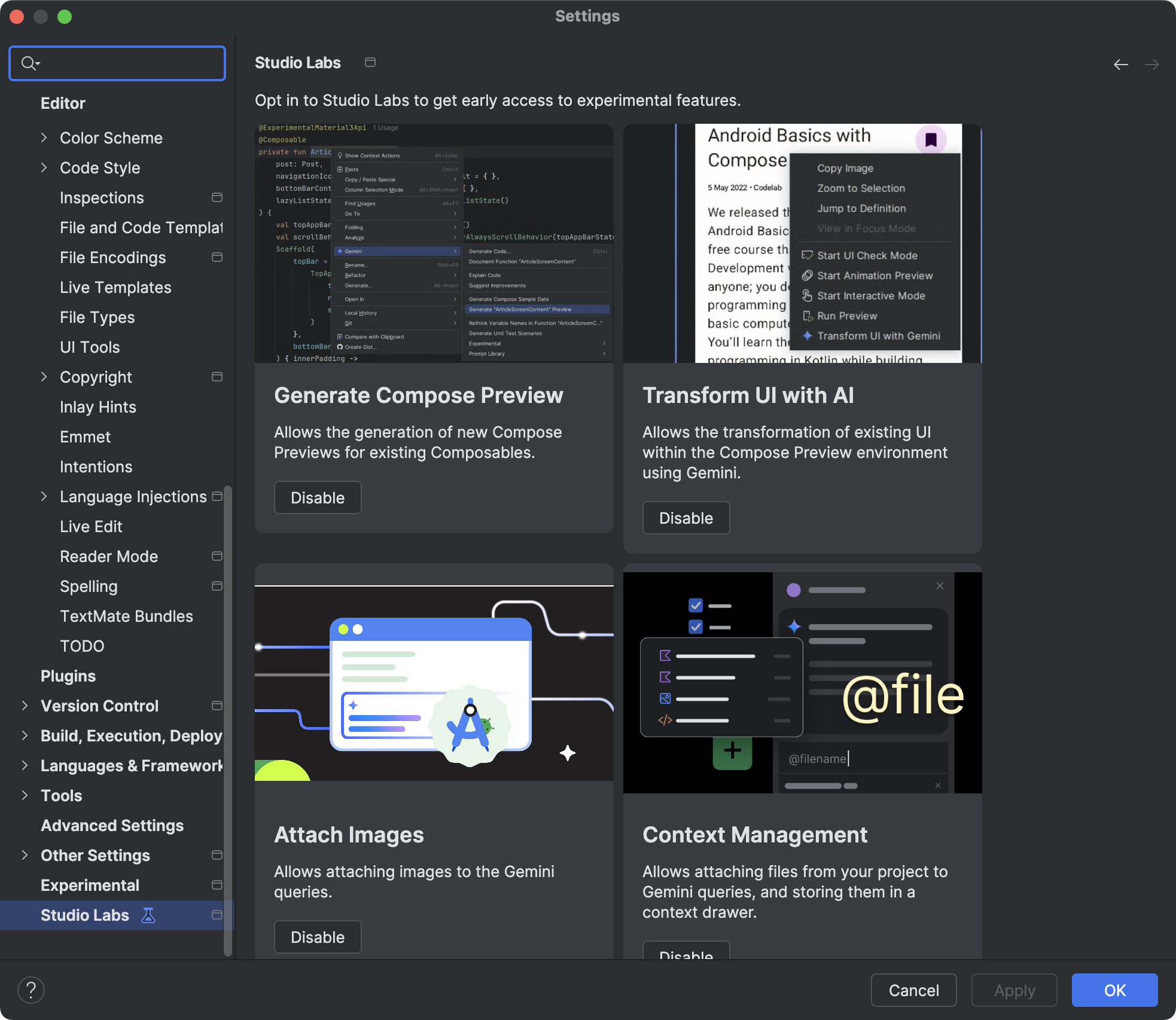 AI features in Studio Labs