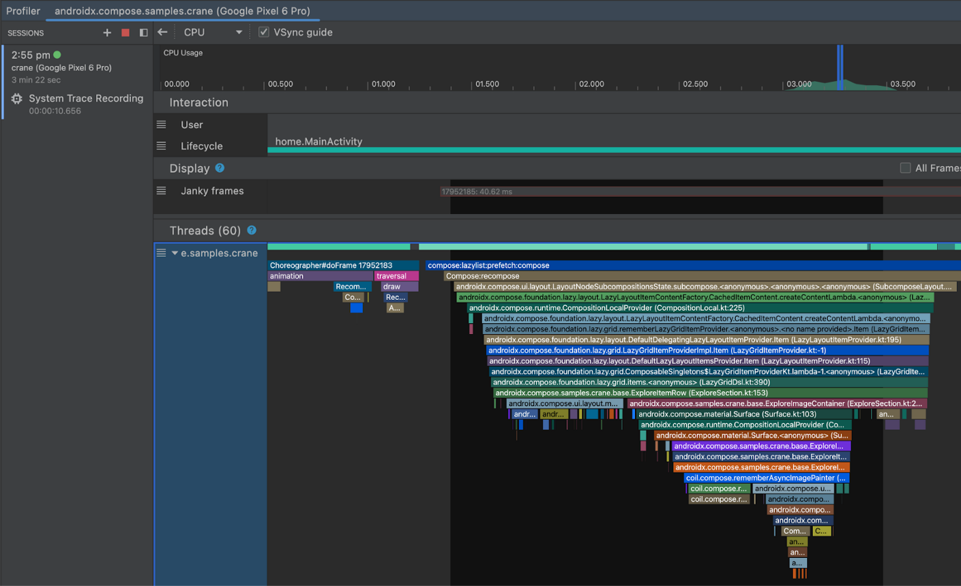 UI-Vorschau von „Compose Tracing“