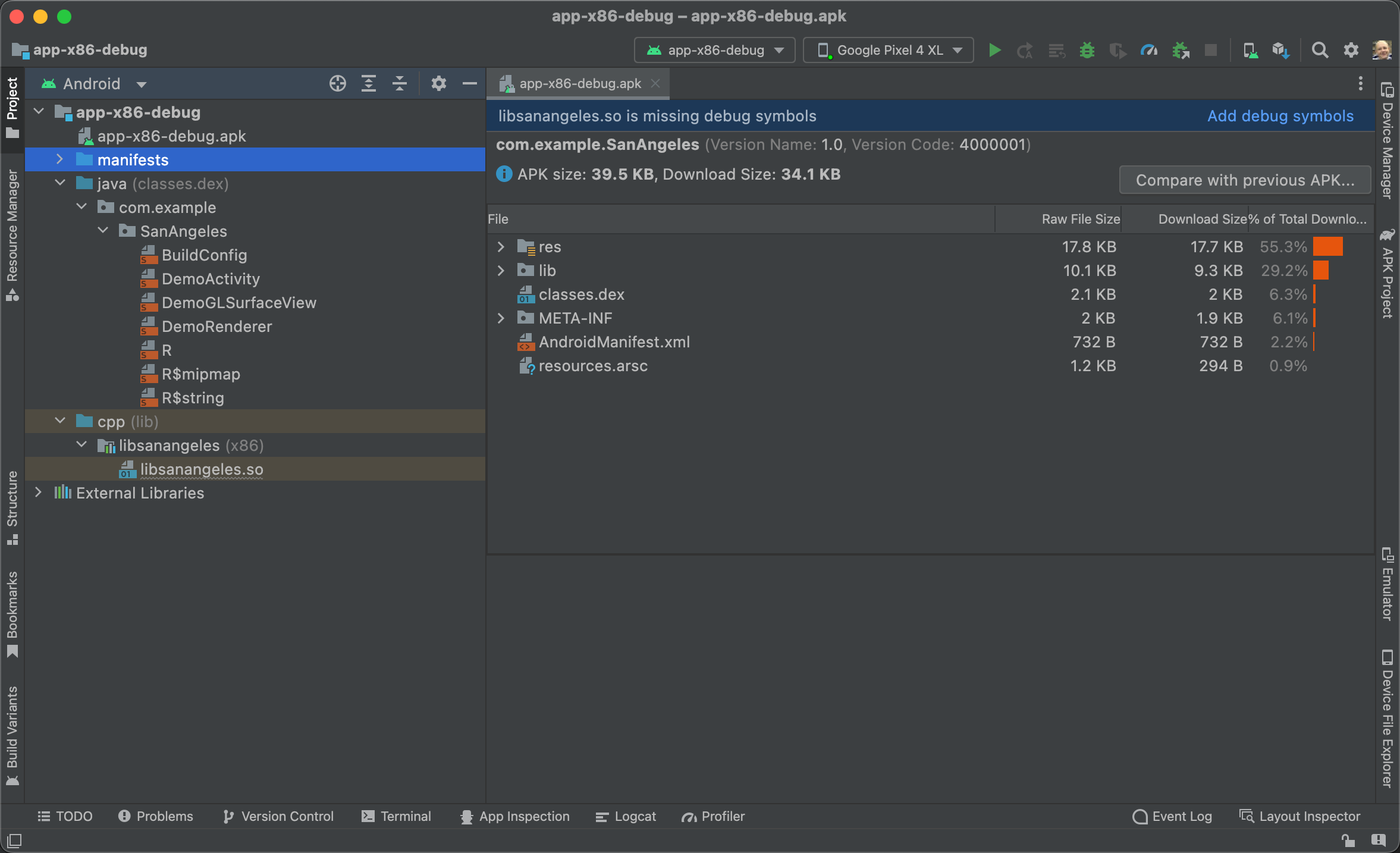 Debug pre-built APKs, Android Studio