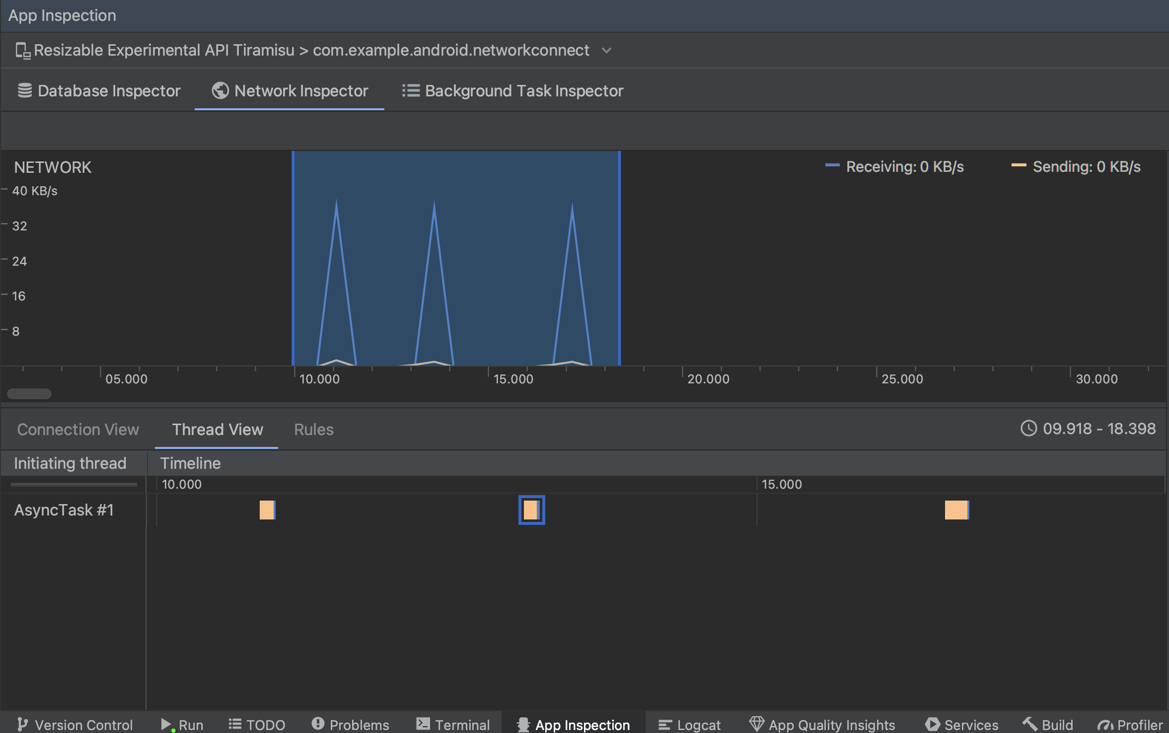 Inspection des requêtes réseau par thread d'application dans la vue des threads