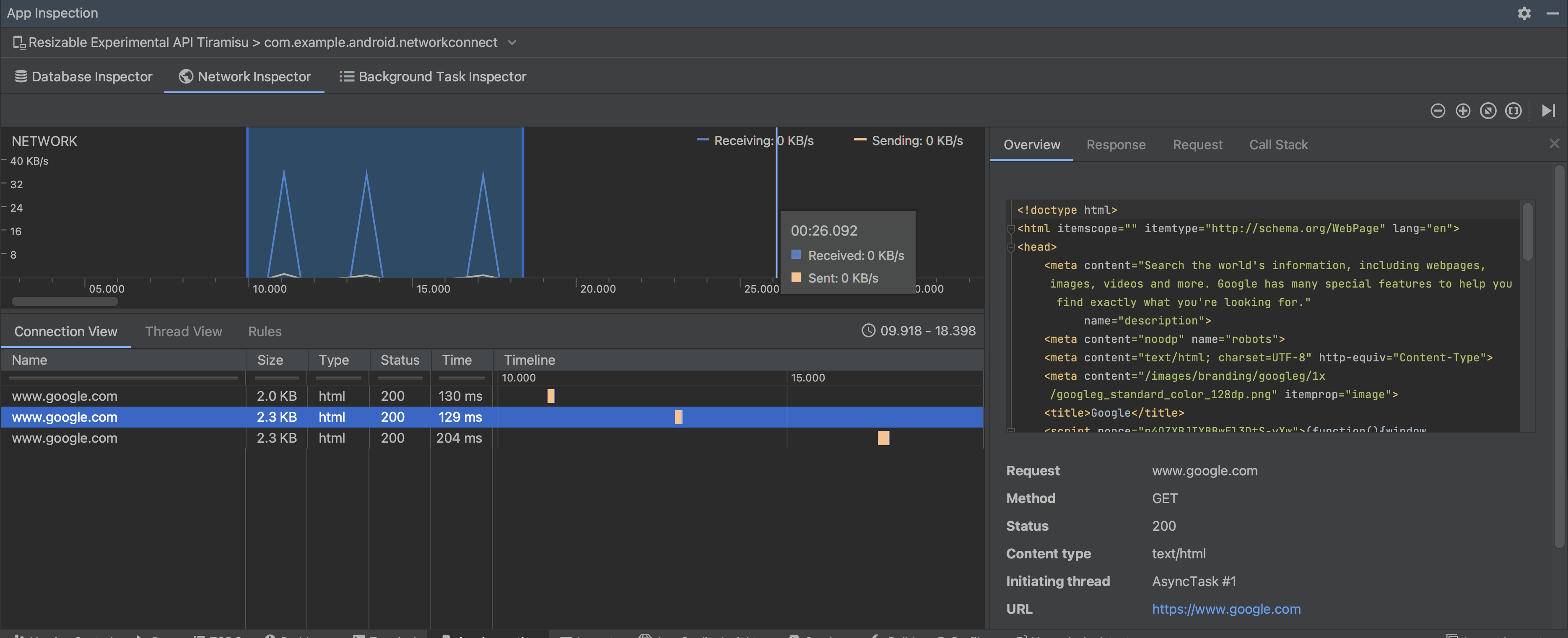 Inspect network traffic with the Network Inspector | Android Studio |  Android Developers