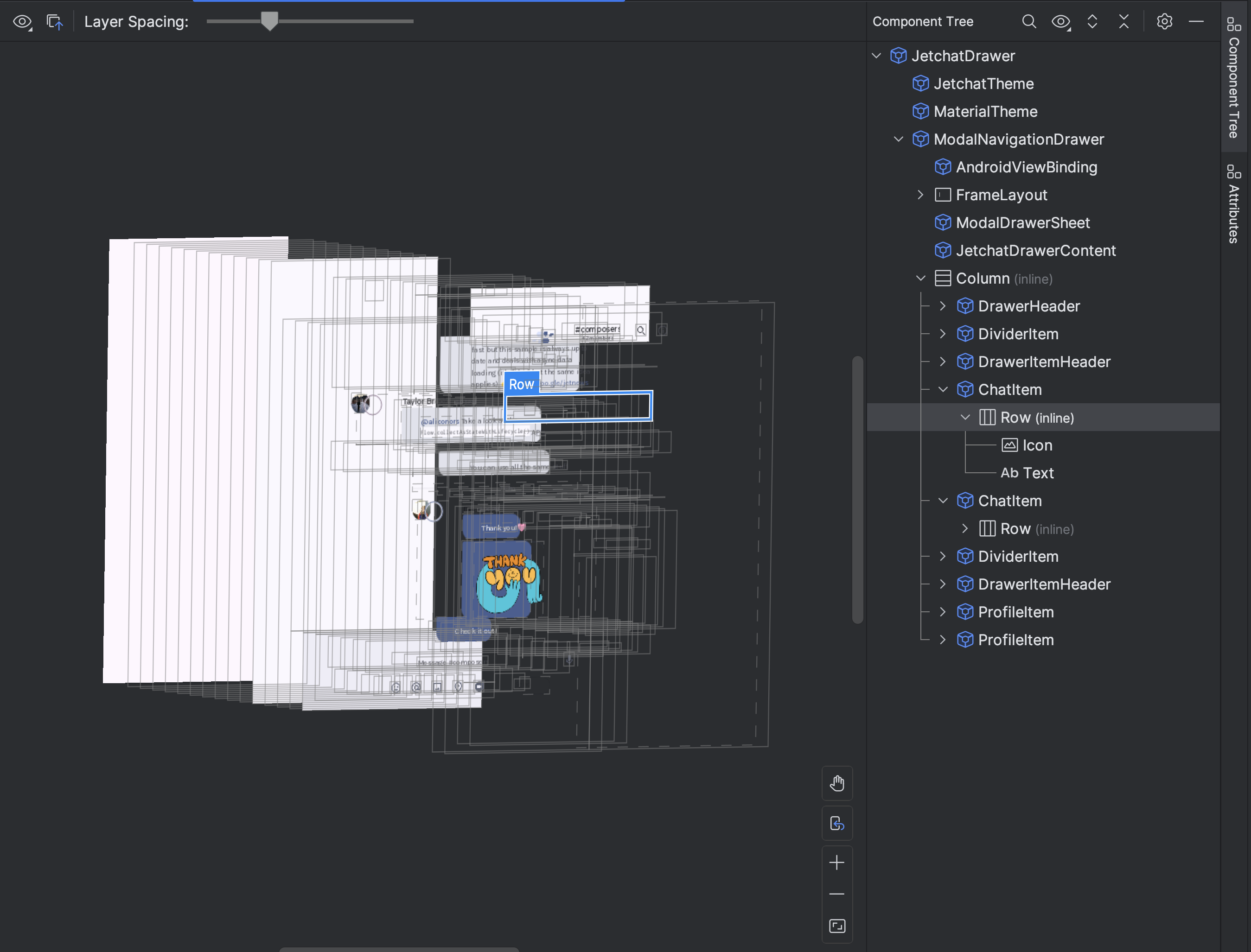 Layout Inspector: visualização em 3D