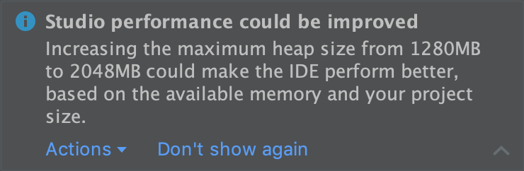 Le impostazioni della memoria, che consentono di configurare la quantità massima di RAM
          per i processi di Android Studio.