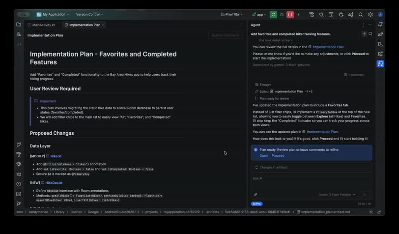 댓글을 추가하고 제출합니다. 에이전트가 새로운 의견을 반영하여 계획을 재생성합니다.