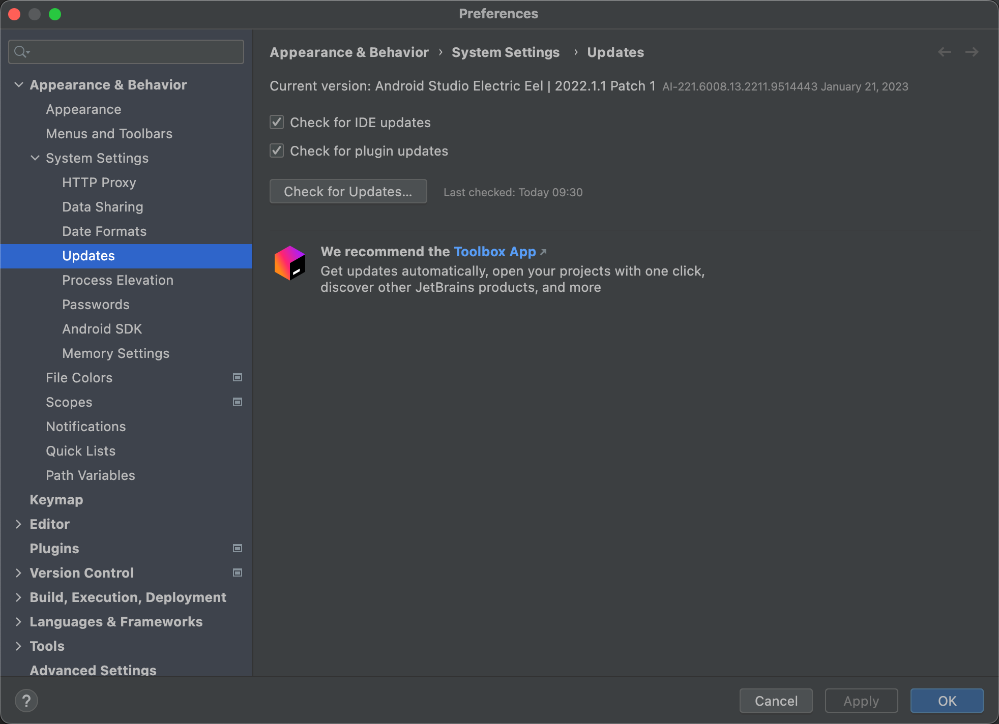 Update the IDE and SDK tools | Android Studio | Android Developers