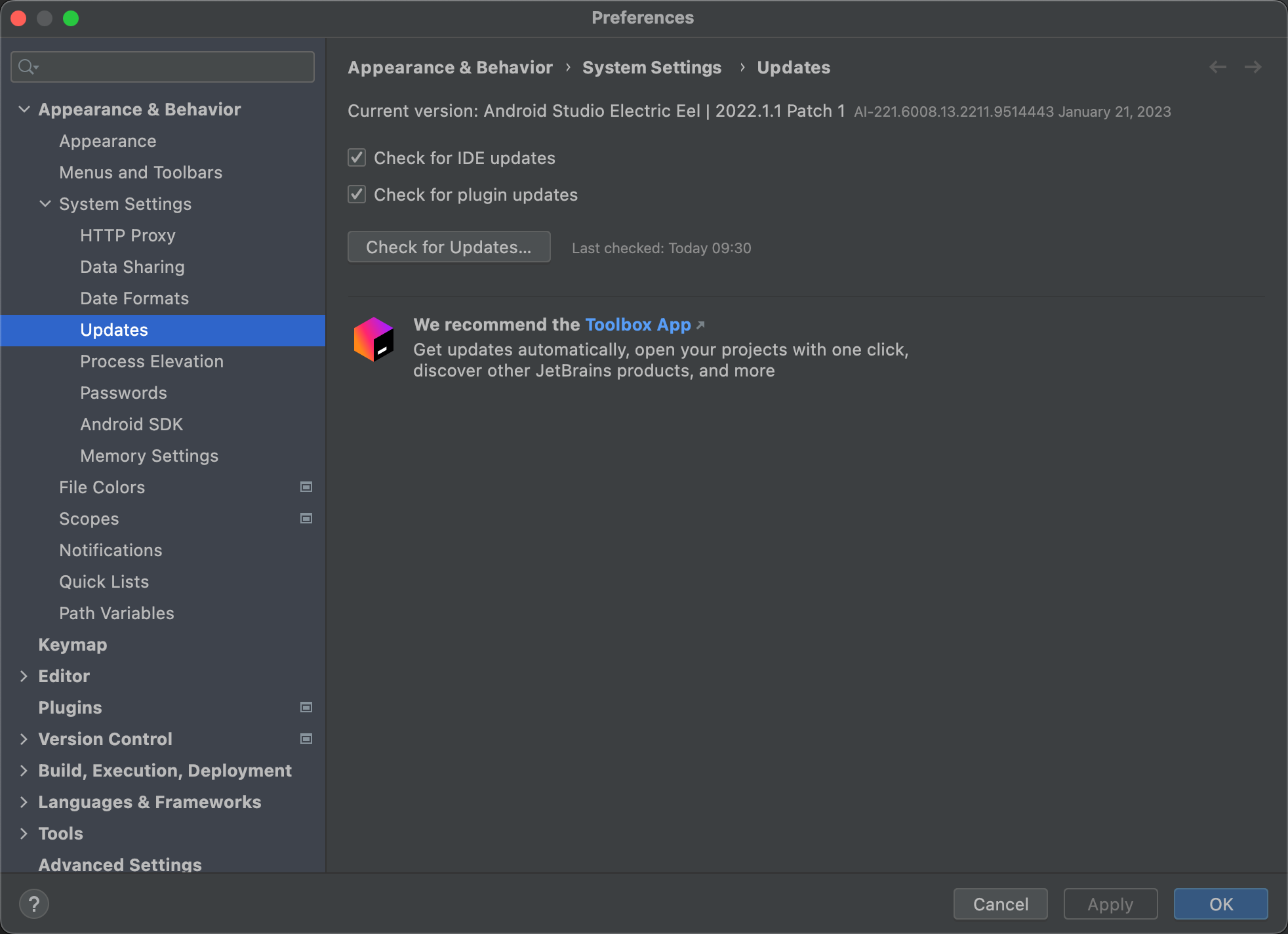 upgrade-android-studio-vsescan