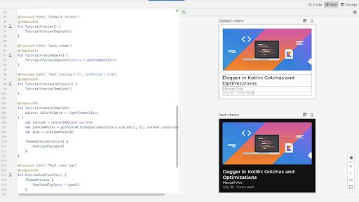 Crea UI di anteprima