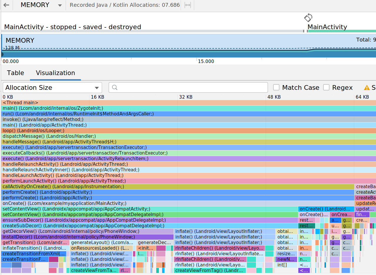 Visualisation des allocations Java dans le Profileur de mémoire