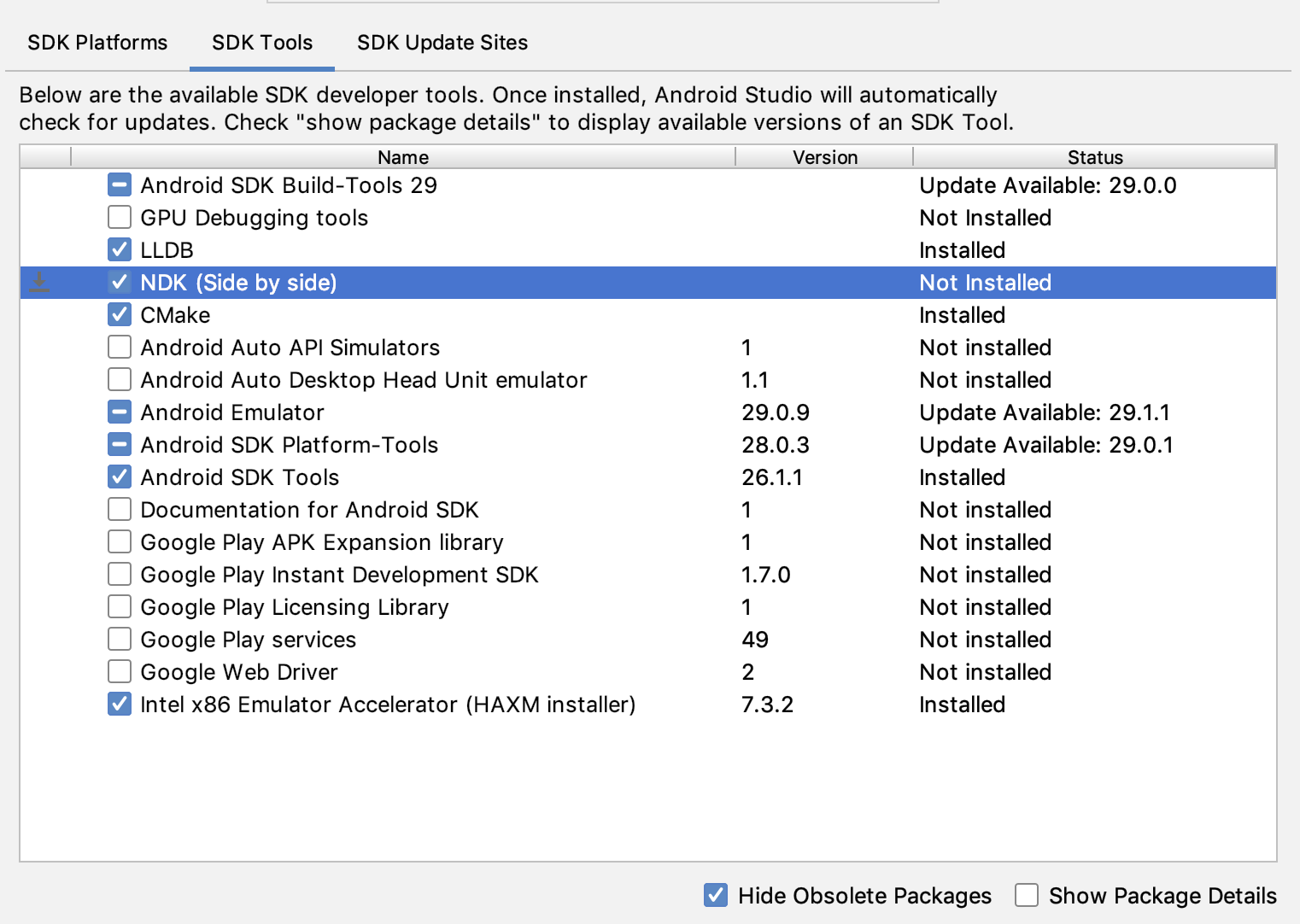 SDK Manager की इमेज