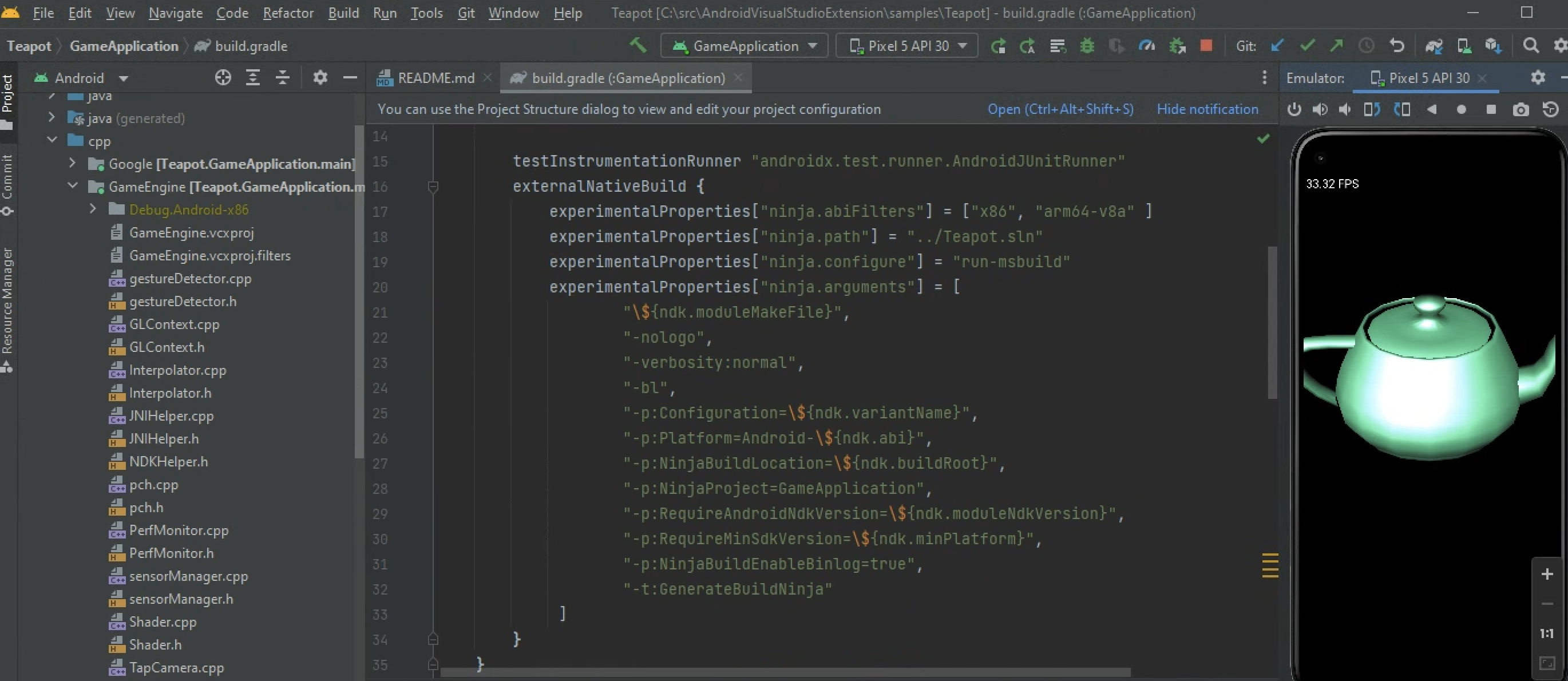 Screenshot of custom C/C++ build system