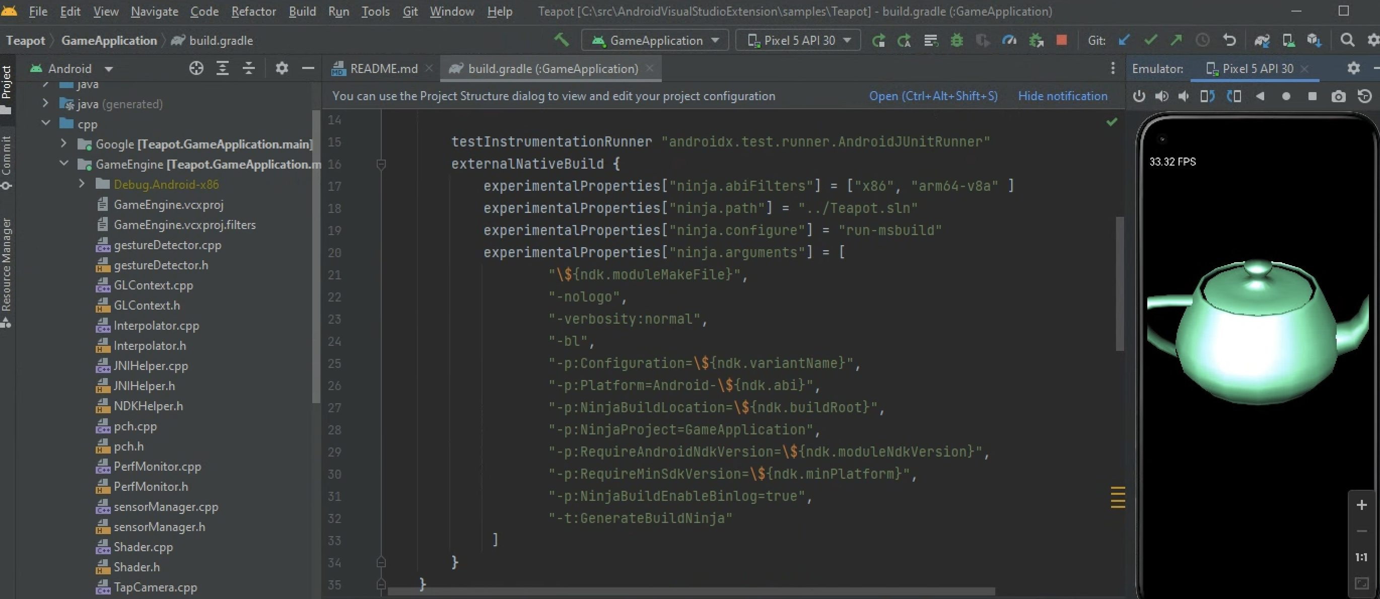 ภาพหน้าจอของระบบบิลด์ C/C++ ที่กำหนดเอง